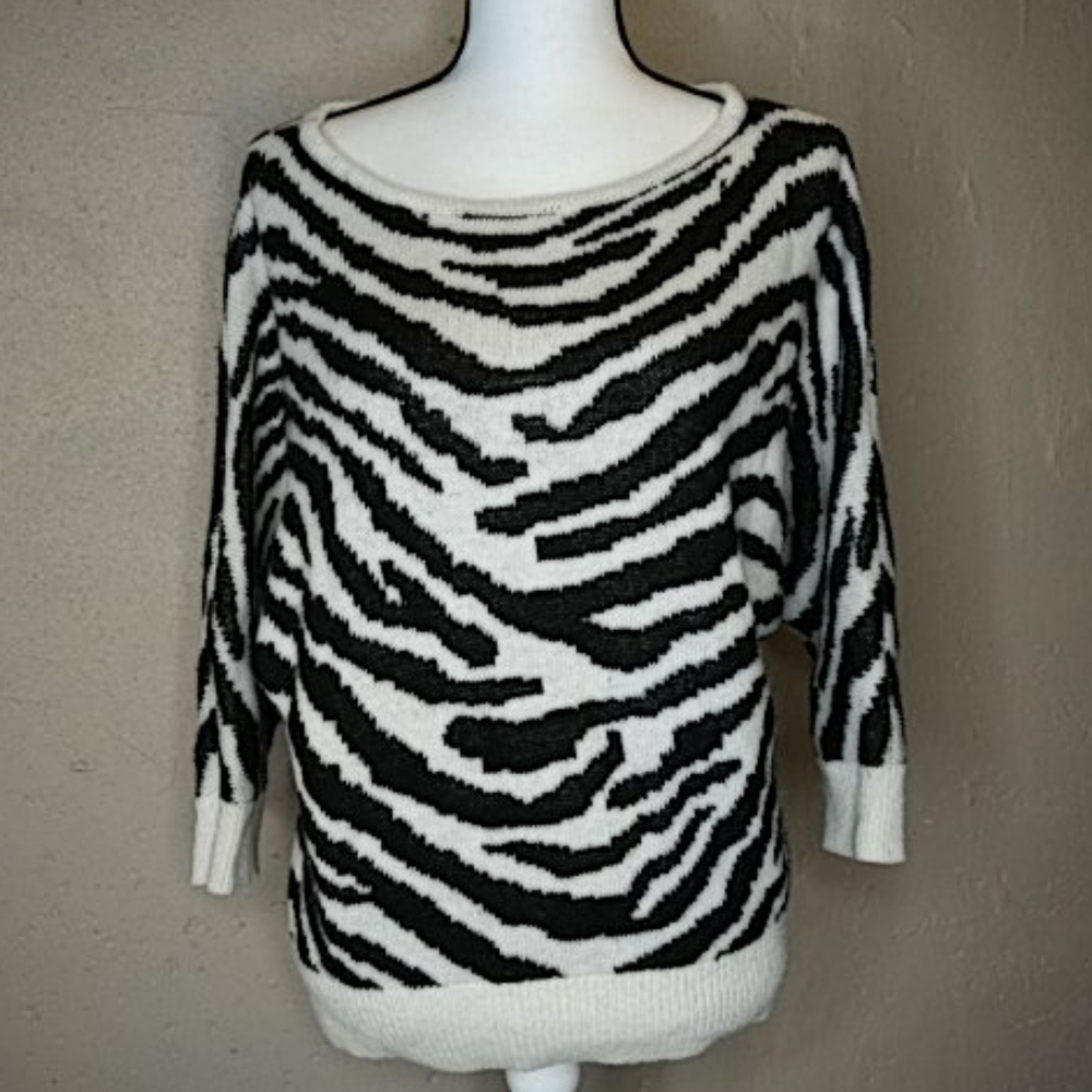 XOXO Zebra Angora Sweater Dolman Type Sleeve XL